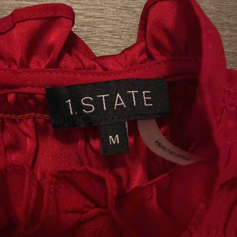 1.STATE Women's Red Ruffle Yoke Top - Picture 5 of 7